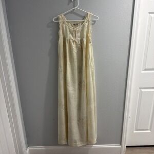 Christian Dior Ivory Nightgown Nightie Lace Long 60s 70s USA Union Made Vintage